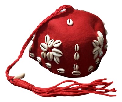 African Gnawa Handcrafted Moroccan Gnaoua  Traditional Hat  Headgear with tassel