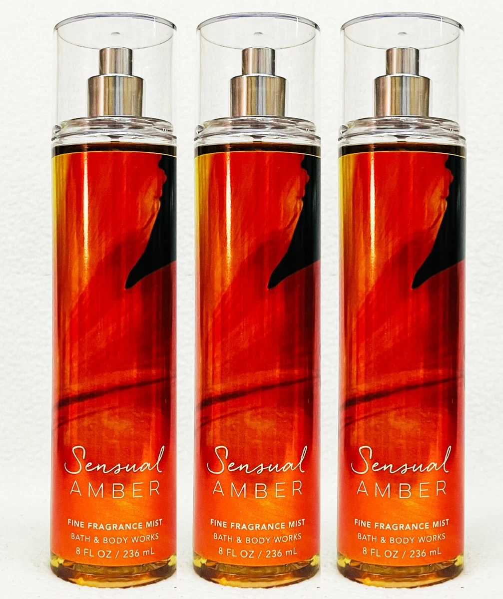 3 NEW BATH & BODY WORKS SENSUAL AMBER FINE FRAGRANCE MIST BODY SPRAY 8OZ  LARGE