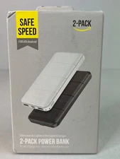 Safe Speed 2 Pack Power Bank Slimmest & Lightest Charge 4 Devices IOS/Android