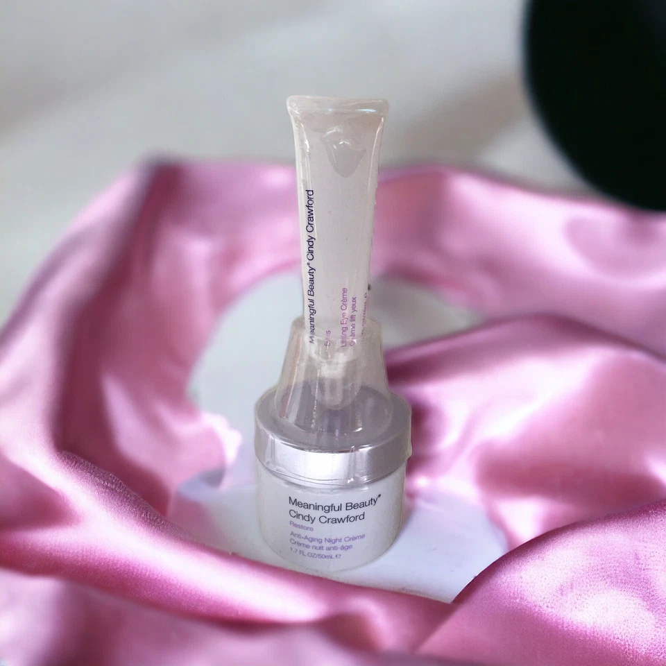 Crema de noche antienvejecimiento Meaningful Beauty Cindy Crawford 1,7 oz crema para ojos lifting Foto 3 de 4