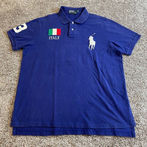 Ralph Lauren Polo Shirt Mens Extra Large Blue Big Pony Italia # 3 Short Sleeve - Picture 1 of 12