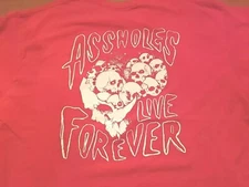 RARE Assholes*s Live Forever T-Shirt Red & White Skulls Unisex Size XL 