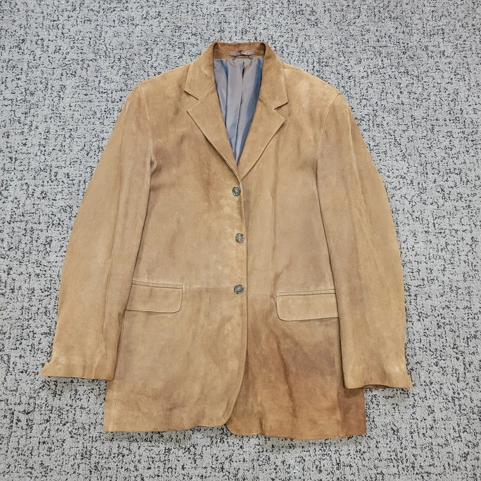 Chaqueta Blazer TASSO ELBA Gamuza Cuero Para Hombre 38 R PEQUEÑA S Marrón Tres Botones Foto 2 de 4