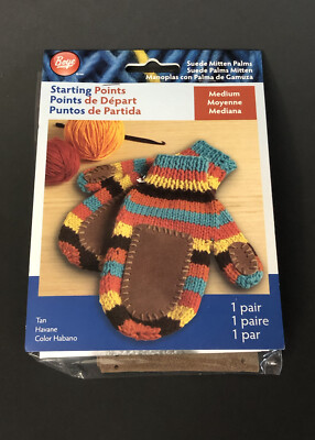 Boye Suede Palms Home Made Mittens Size Medium DIY NIP New Tan Multicolor