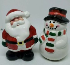 Christmas Santa and Snowman Salt & Pepper Shakers ~ Ceramic 