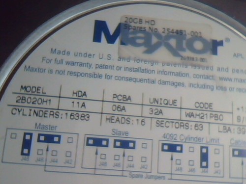 HDD Hard Disk Drive IDE Maxtor 2B020H1 WAH21PB0 11A 32A 234042-001 39102336 - Afbeelding 2 van 4