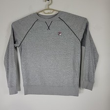 FILA Womens Sweatshirt Pullover Crewneck Raglan Long Sleeve Soft Gray Size M EUC