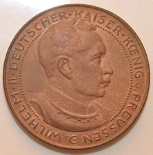 1913 Germany 3 Marks Prussia Pattern in Copper