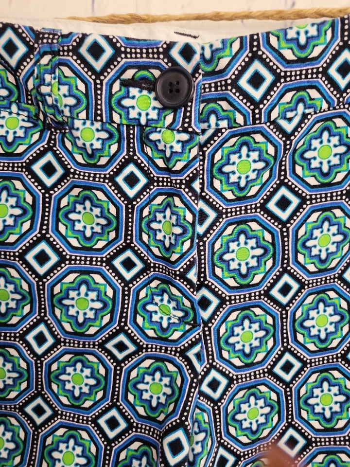 Pantalones Cortos Crown & Ivy Multicolor Geométricos Talla 10 Algodón Sarga 4 Bolsillos Cremallera Foto 4 de 4