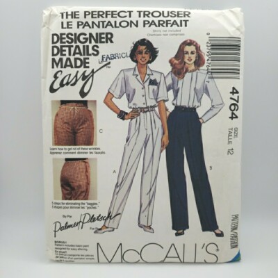 McCall's 4764 The Perfect Trouser - Palmer Pletsch Fitting Block Size 12 Uncut