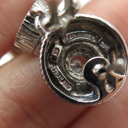 JUDITH RIPKA 925 Sterling Silver Round-Cut C Z Omega Back Dangle Earrings - Picture 7 of 8