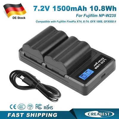 CREABEST 2 pezzi NP-W235 batteria + caricabatterie per Fujifilm X-T4 XT5 X-T5 GFX 50S II X-H2 X-H2S