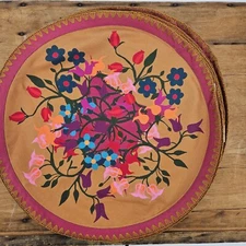New Sophie Williamson Designs SWD 6 Round Placemats Blumen Orange Organic Cotton