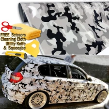 180" x 60" Snow Camo Camouflage Vinyl Film Wrap Decal Air Bubble Free 15ft x 5ft