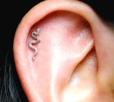 16G G23 TITANIUM INTERNALLY THREADED 3D SNAKE EAR LABRET TRAGUS HELIX CONCH STUD