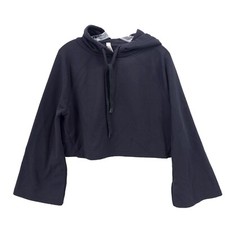 Athleta Steady State Black Crop Sweatshirt Bell Sleeve Oversized Size XS