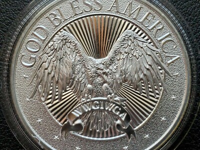 1 OZ .999 SILVER ROUND ''GOD BLESS AMERICA'' EAGLE & SKULL Q TYPE 2 II w/ CAPSULE 