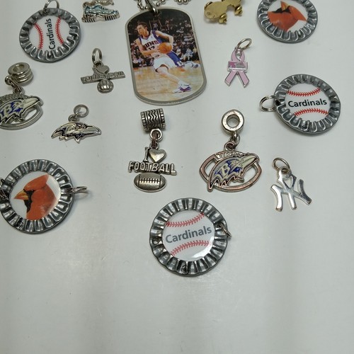Craft Jewelry Lot Sport Pendants Charms Basketball Football Baseball 15 pcs