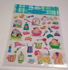 Scrapbooking Crafts Stickers SK Bath Time Kids Pets Ducks Tubs Soap Robe Brush