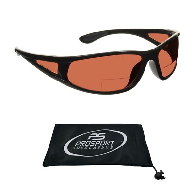 HD Blue Light Blocker Amber Bifocal Sunglas Reader Driving Golf Wrap Side Shield