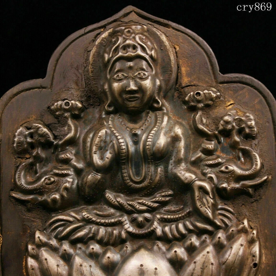 Colección Tíbet Templo Jokhang Antiguo Antiguo Antiguo Madera Talla Tara Buda tablero Foto 2 de 4