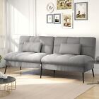 Convertible Futon Sofa Bed Upholstered Futon Couch Fabric Sleeper Sofa Brown