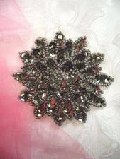 Smoke Sequin Applique Floral Beaded Iron on Patch Crafts DIY 3" (XR364)