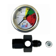Nitrous Express N2O Pressure Gauge w/ flow-thru -4AN Fitting Adapter (15509)