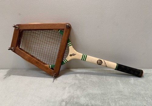 SUPER RARE VINTAGE OLYMPIC STAR BABE DIDRIKSON PICTURE WOOD TENNIS RACKET c1940 - Afbeelding 3 van 12