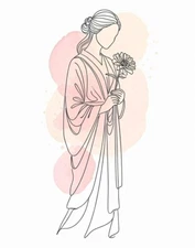 Digital Minimalist Line Art Woman Portrait - Modern Abstract Wall Art Print