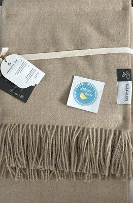 Berkshire 100% Alpaca Throw Blanket Beige Neutral Peru 50''x70'' New w/tags