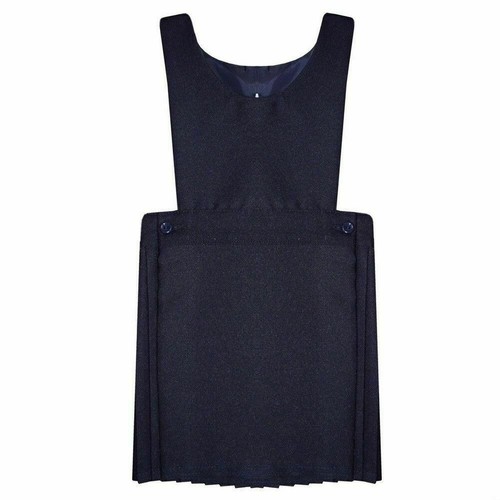 Kids Girls School Uniform Pleated Bib Pinafore Dress 3 Colours Ages 2-16 - Picture 4 of 4