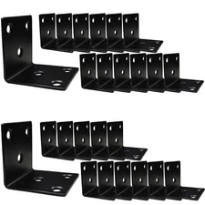 25Pack 1.5'' L Right Angle Brackets with Slot 2 MM Thickness Black Stainless ...