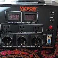 VEVOR Step-Up/Step-Down Voltage Converter, 220-240V/100-120V, USB, 6 Outlets
