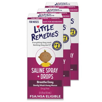 Little Remedies Baby Saline Nasal Spray And Drops 0.5 Oz Pack Of 3