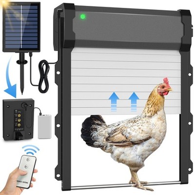 Solar Powered Chicken Coop Door Opener Timer & Light Sensor Auto Door Waterproof