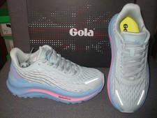 GOLA WOMENS ALZIR LIGHT GREY/VISTA BLUE/TEA ROSE RUNNING TRAINERS. SIZES 3 + 8