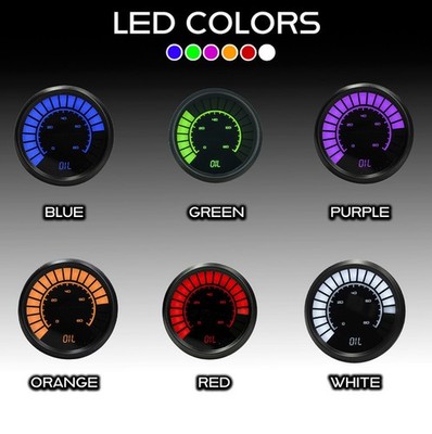 Intellitronix Green LED Analog Oil Pressure Gauge - Black / Black Bezel