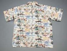 Vintage Reyn Spooner Graphic Hawaiian Hula Girl Shirt Short Sleeve Mens Size L
