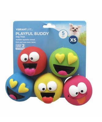 Vibrant Life Playful Buddy Dog Toys, Emoticon, Extra Small, 5 Count