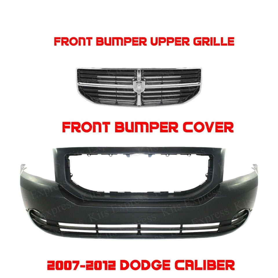 Front Bumper Cover Primed & Grille Assembly Kit For 2007-2012 Dodge Caliber Foto 2 de 4