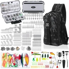 484 Pcs Fishing Tools Kit Fishing Accessories Kit Include Fishing Backpack Fi...