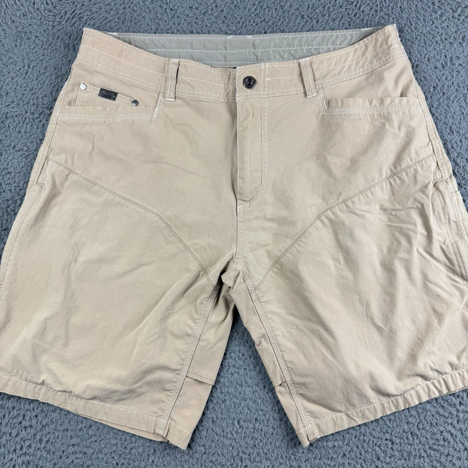 KUHL Shorts Mens Size 38 Khaki 10" Inseam Camping Hiking Outdoor Flat Front