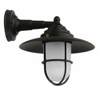 AußEnwandlampe Glas Echt-Messing E27 IP43 26 Cm Breit Schwarz Maritim Leuchte
