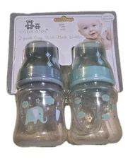 Cribmates Feeding Bottle (5 oz.) Medium Flow Silicone Wide Neck 2-pack elephant 