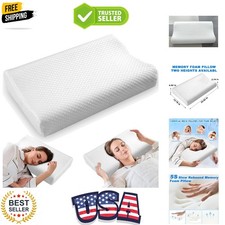 Memory Foam Bed Pillow for Sleeping - Ergonomic Cervical Contour Neck Support...