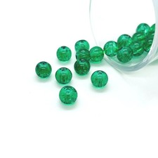 8mm Green Crackle Glass Beads - US Seller