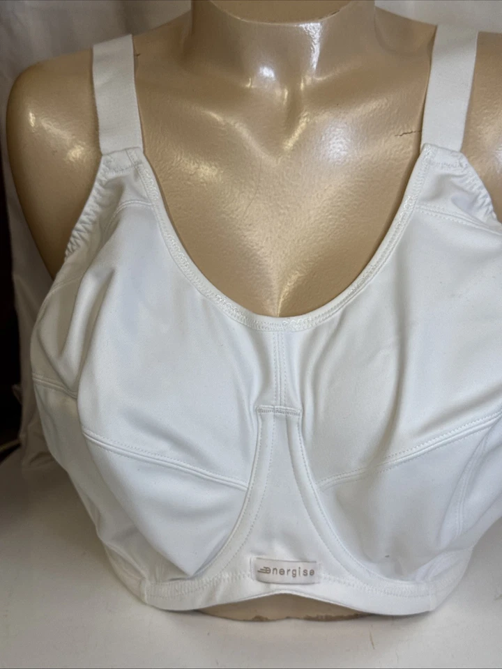 Sutiã esportivo Elomi branco novo com etiquetas Energise tamanho 34k 8041 - Imagem 3 de 4