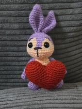 Hand Crochet Bunny with Heart Soft Toy Gift Idea/Valentine's GIFT FOR Her or Him