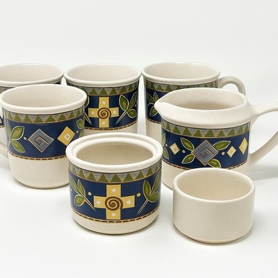 Studio Nova Chatham Table Vintage 4 Mugs, Creamer, Sugar Bowl 1990
